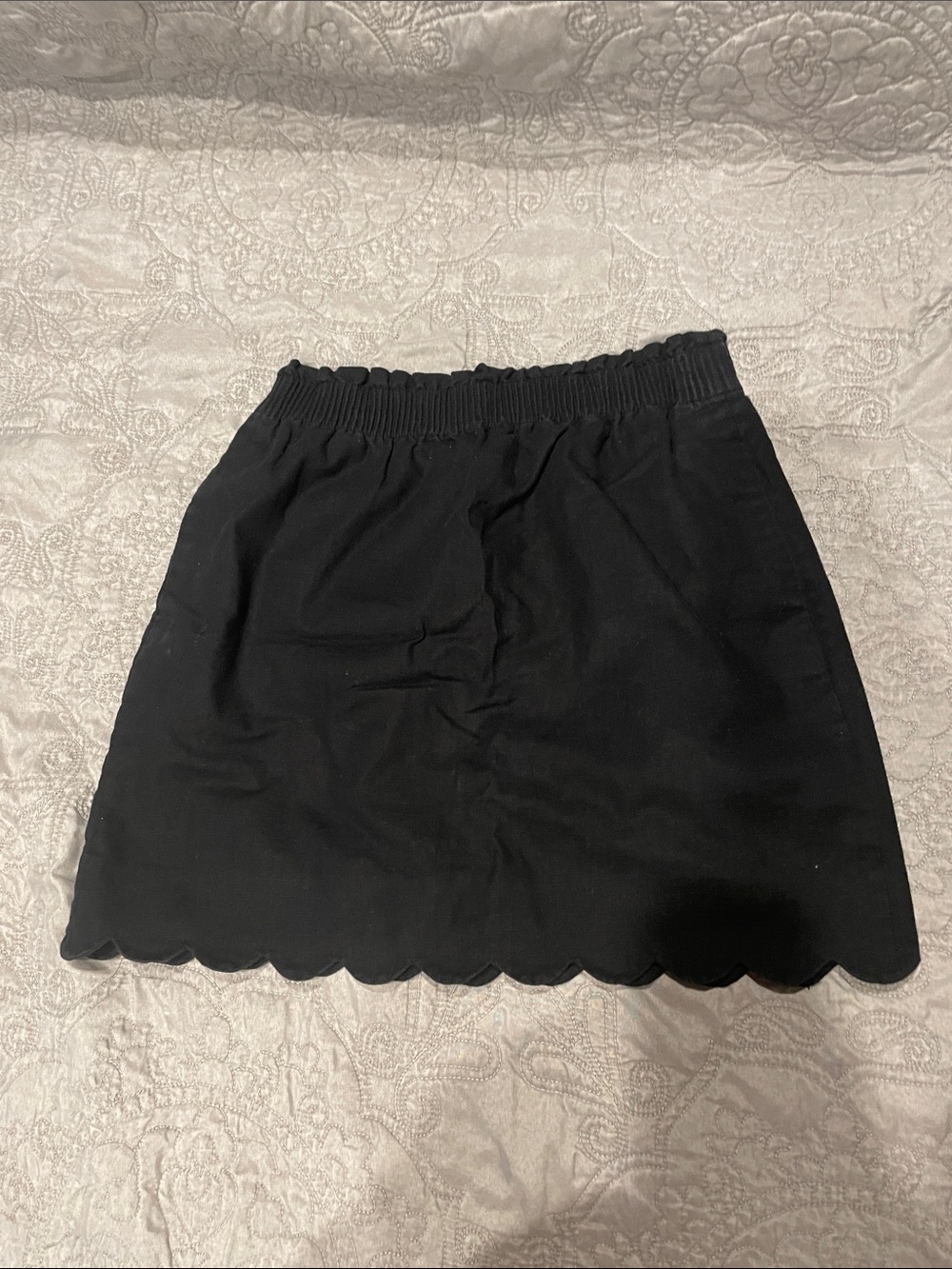 J. Crew Black Mini Skirt with Scalloped Hem